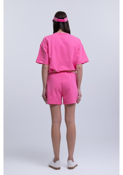 Kadın Pembe Şort - Rahat Bel Lastikli, Günlük ve Spor Kullanıma Uygun fırsatları