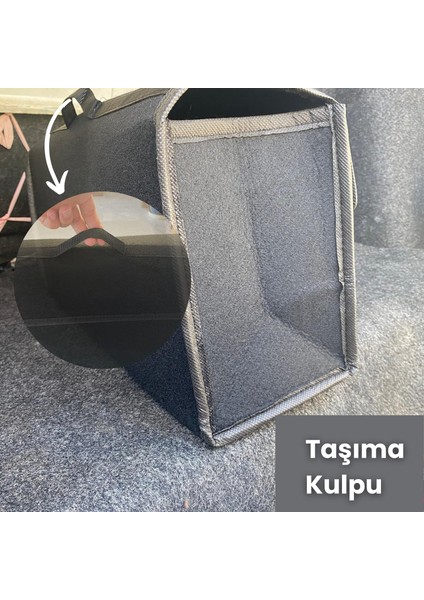 Ankaflex Bagaj Organizer Çanta Siyah Kalın Halı Bagaj Çantası Çıtçıtlı