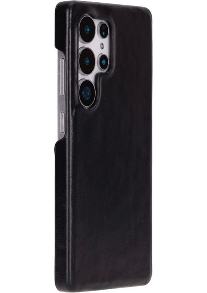 Samsung Galaxy S25 Ultra Uyumlu, Hakiki Deri, El Yapımı Arka Kapak, Kömür Siyah