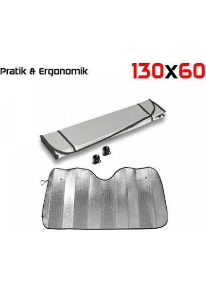 Pmx Oto Araç Güneşlik 130X60 Ön Cam Güneşliği Metalize