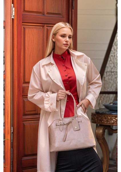 Kadın Retro Stil Kemer Detaylı El ve Omuz Kullanımına Uygun Günlük Çanta