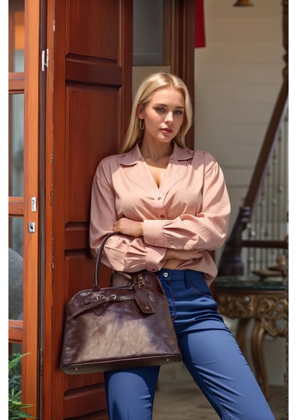 Kadın Retro Stil Kemer Detaylı El ve Omuz Kullanımına Uygun Günlük Çanta