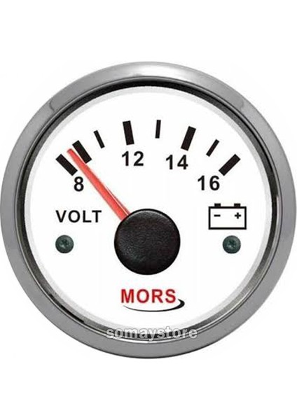 Marine Mors Voltmetre Göstergesi 12 V Ø: 55 mm Beyaz