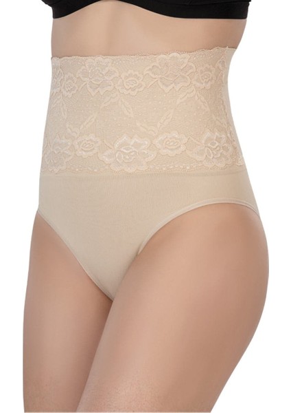 Önü Dantelli Yüksel Bel Slip Korse 2090 Ten