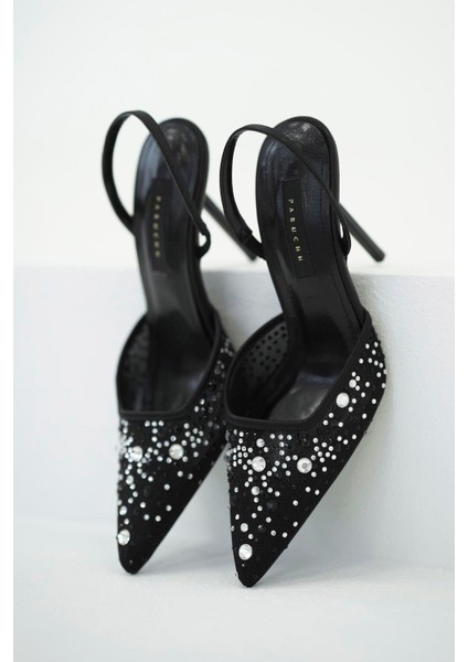 Felika Kadın Dantelli Topuklu Abiye Ayakkabı Gümüş