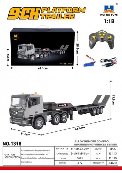 Yeni 1:18 Elektrikli Simülasyon Alaşım Mühendislik Araba Kamyon Uzaktan Kumandalı Oyuncaklar (Yurt Dışından)
