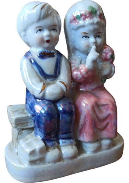 Vintage Porselen Bankta Oturan Nişanlı Çift Biblo & 13 x 10 cm fiyatları