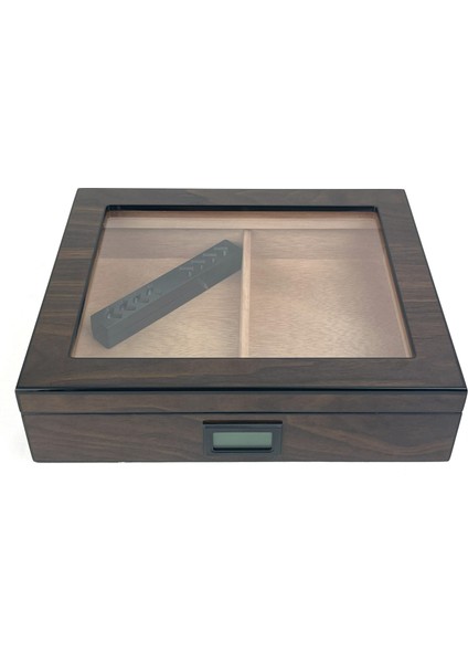 Vip Camlı Puro Saklama Kutusu/humidor - Kahverengi