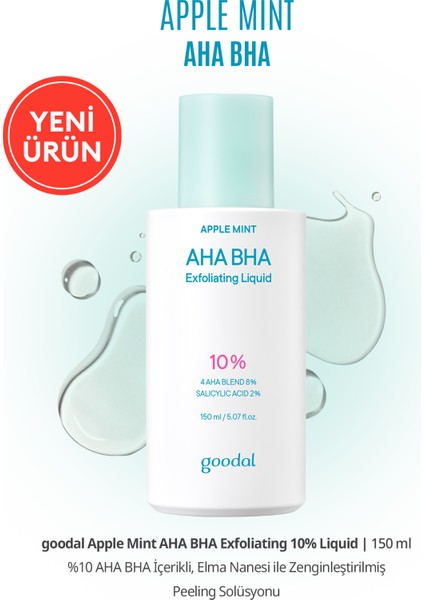 %10 Aha Bha Içerikli Peeling Solüsyonu Goodal Apple Mint Aha Bha 10% Exfoliating Liquid
