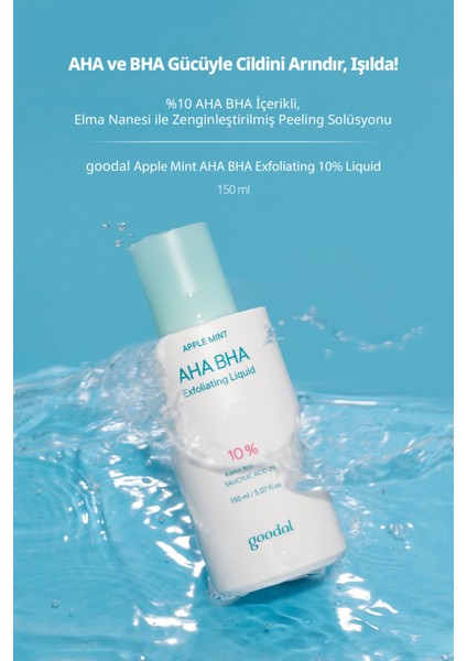 %10 Aha Bha Içerikli Peeling Solüsyonu Goodal Apple Mint Aha Bha 10% Exfoliating Liquid