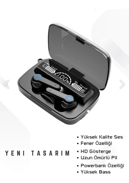 Oyuncu Kulaklık Bluetooth 5.3 – LED Fener + Powerbank Şarj Kutusu Ile tws deneyimi