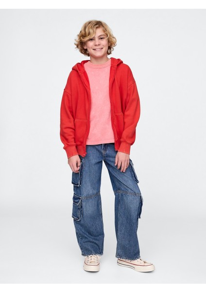 Erkek Çocuk Kırmızı Fermuarlı Kapüşonlu Sweatshirt indirimleri