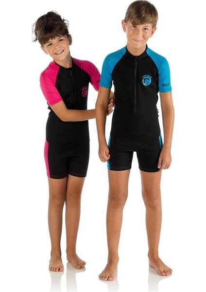 Little Shark Junior Shorty Ls Dalış Elbisesi Black / Pınk-2mm - 5/6 Yaş