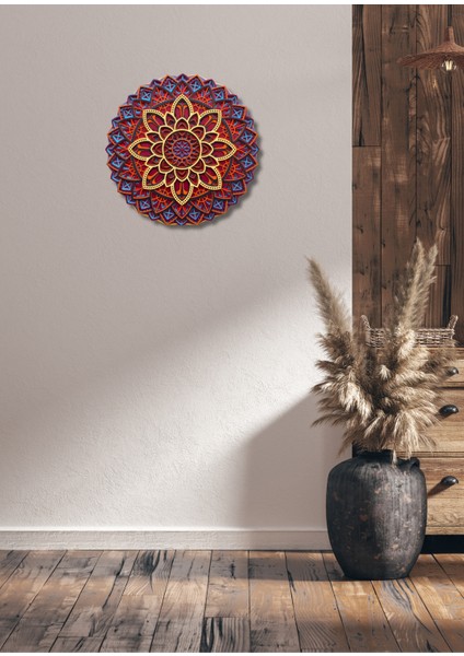 Ahşap Renkli Mandala Duvar Dekoru