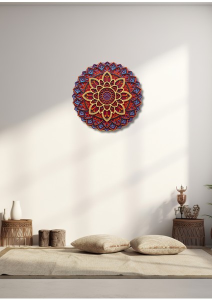 Ahşap Renkli Mandala Duvar Dekoru