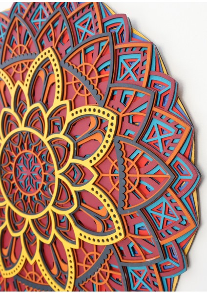 Ahşap Renkli Mandala Duvar Dekoru