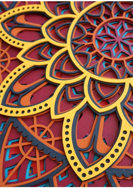 Ahşap Renkli Mandala Duvar Dekoru