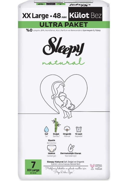 Külot Bebek Bezi Natural Beden:7 (20-30 kg) Xx Large 48 Adet Ultra Paket