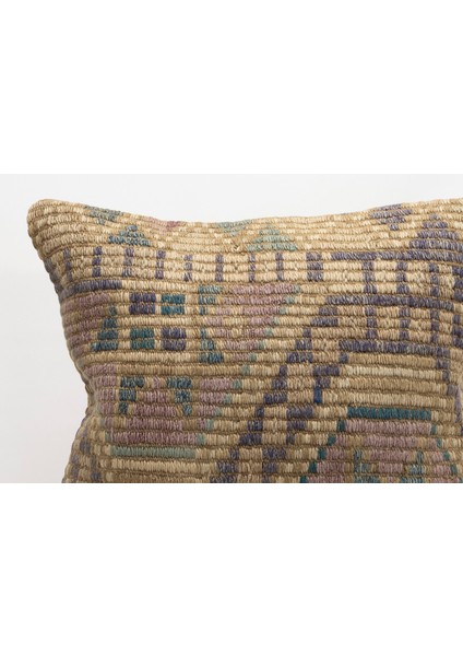 El Yapımı Kilimden Yapılmış Vintage Kırlent Kılıfı, Yün, 50X50 cm