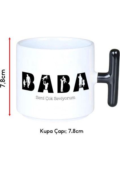 Baba Yazılı Babalar Gününe Özel T Kulplu Kupa – Siyah