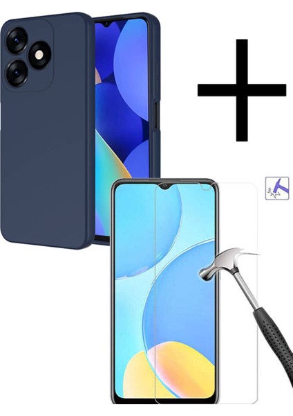 Tecno Spark 10 4g ve Spark 10C Uyumlu Kamera Korumalı Lansman Kadife Kılıf ve Tam Kaplayan Cam