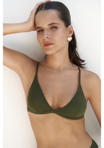 Bintang Ayarlanabilir Üçgen Haki Bikini Üstü modelleri