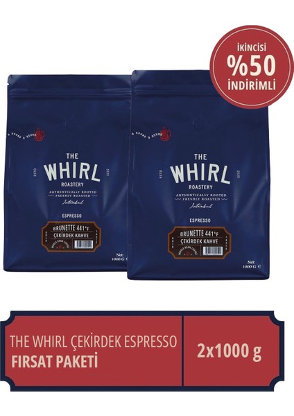 Espresso Brunette 441°F Çekirdek Kahve 1 kg x 2 Adet