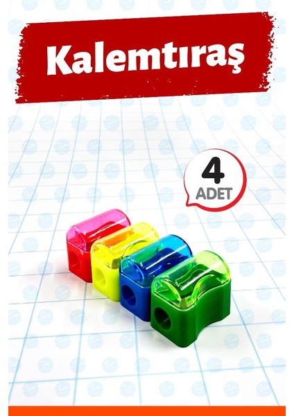 Öğrenci Kalemtıraşı Kapaklı Mini Hazneli 4 ADET-T1417