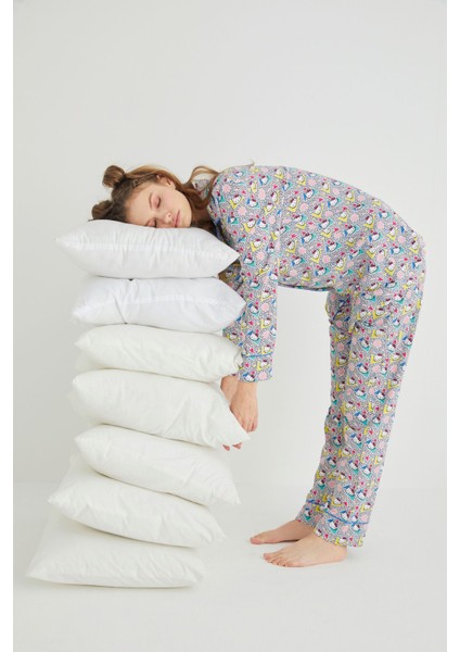 Lisanslı Düğmeli Uzun Kol Pijama Takım Roz-56 modelleri