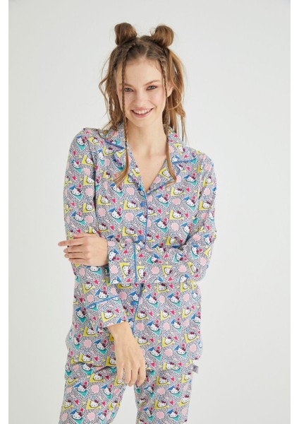 Lisanslı Düğmeli Uzun Kol Pijama Takım Roz-56 fırsatları