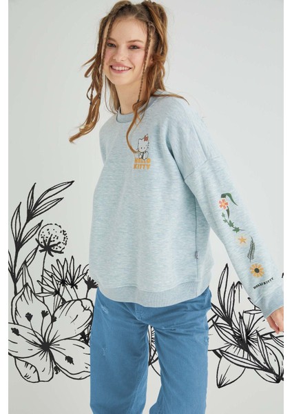 Lisanslı Baskılı Kalın Oversize Fit Sweatshirt