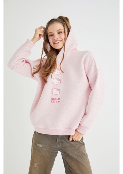 Lisanslı Baskılı Kapüşonlu Pembe Sweatshirt fiyatları