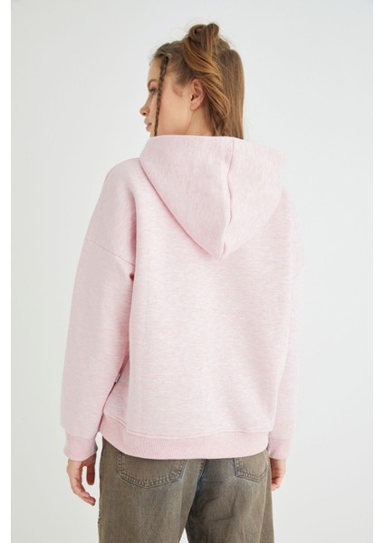 Lisanslı Baskılı Kapüşonlu Pembe Sweatshirt indirimleri