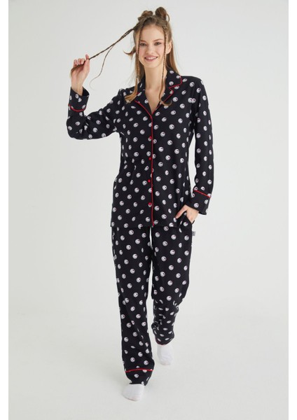 Lisanslı Düğmeli Uzun Kol Pijama Takım Roz-63 fiyatları
