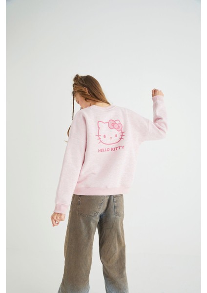 Lisanslı Baskılı Kalın Pembe Sweatshirt fırsatları