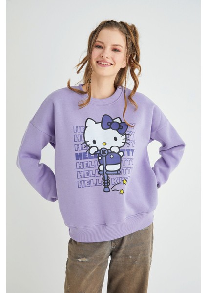 Lisanslı Baskılı Kalın Oversize Sweatshirt