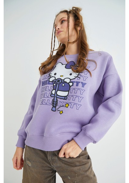 Lisanslı Baskılı Kalın Oversize Sweatshirt