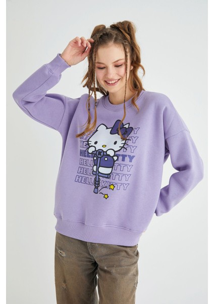 Lisanslı Baskılı Kalın Oversize Sweatshirt