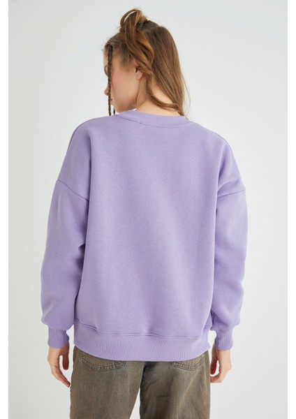 Lisanslı Baskılı Kalın Oversize Sweatshirt