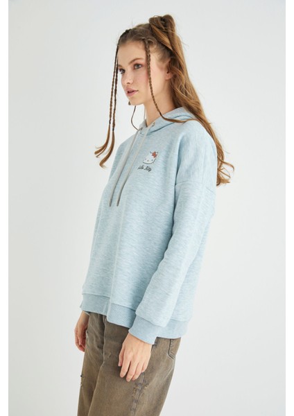 Lisanslı Baskılı Kapüşonlu Fit Yeşil Sweatshirt fırsatları