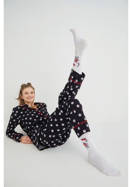 Lisanslı Düğmeli Uzun Kol Pijama Takım Roz-63