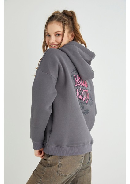 Lisanslı Baskılı Kapüşonlu Sweatshirt