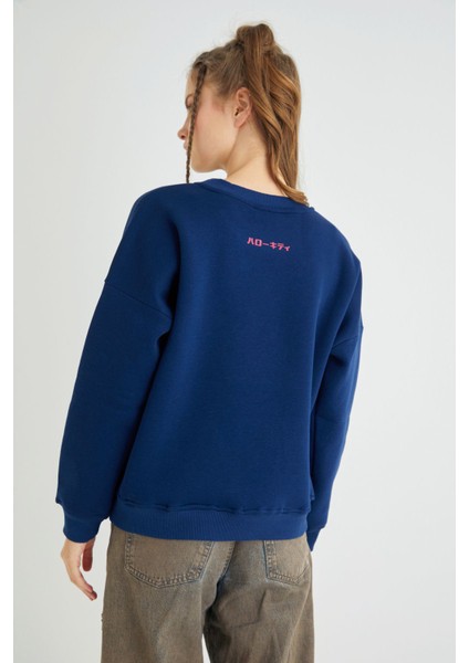 Lisanslı Baskılı Kalın Lacivert Sweatshirt fiyatları
