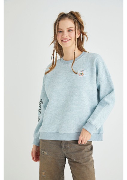 Lisanslı Baskılı Fit Yeşil Sweatshirt fiyatları