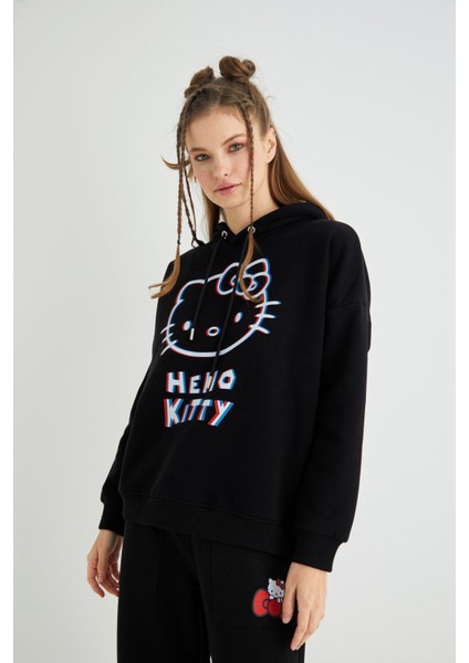 Lisanslı Baskılı 3D Kapüşonlu Kalın Sweatshirt