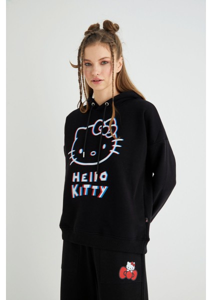 Lisanslı Baskılı 3D Kapüşonlu Kalın Sweatshirt