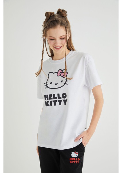 Lisanslı Baskılı Basic Beyaz T-Shirt Kalıp Pamuk fiyatları