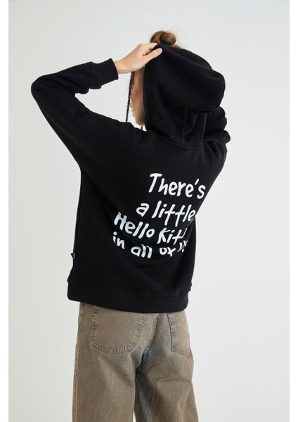 Lisanslı Baskılı Kapüşonlu Kalın Sweatshirt