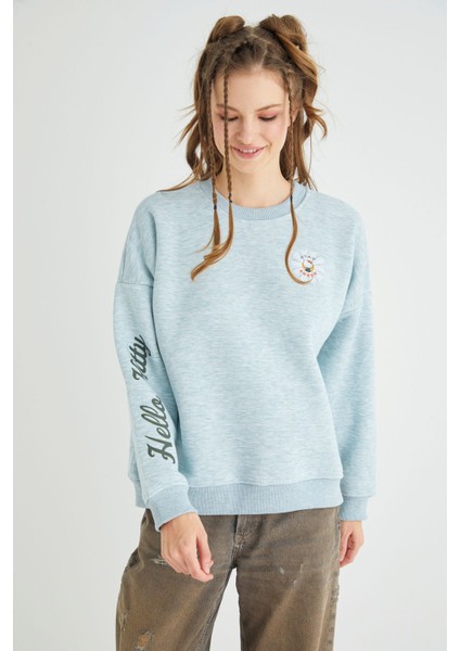 Lisanslı Baskılı Fit Yeşil Sweatshirt modelleri