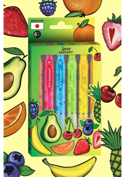 Deep Uçlu Kalem Meyve Serisi 07MM - 6'lı Set